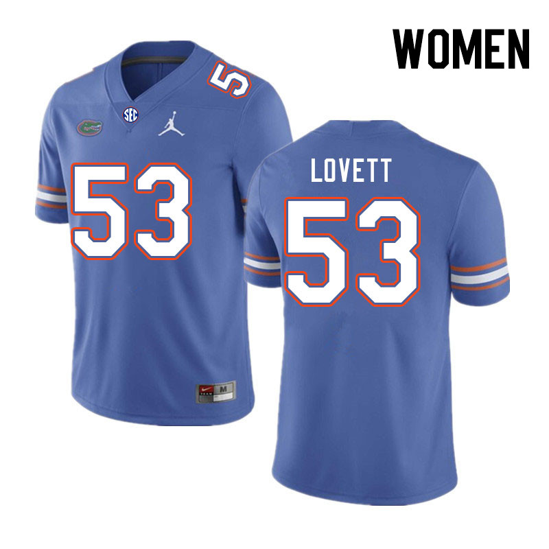 Women #53 Bryce Lovett Florida Gators College Football Jerseys Stitched-Royal